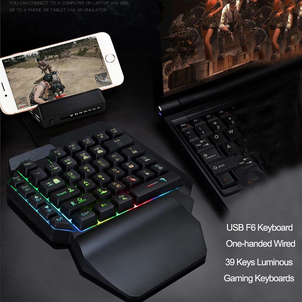 39 Key Mechanical Keyboard Gaming, RGB USB Wired Mouse Gamer Keypad Backlight Game Controller for Gamer Tablet PC Laptop