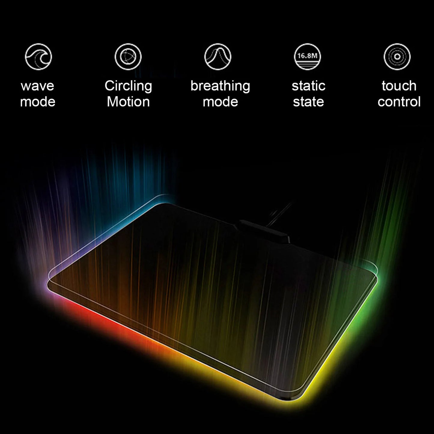 VONETS USB Wired Gaming Mousepad LED RGB Colorful Lighting Mouse Pad Non-Slip Laptop Computer Mice Mat Desk Pad