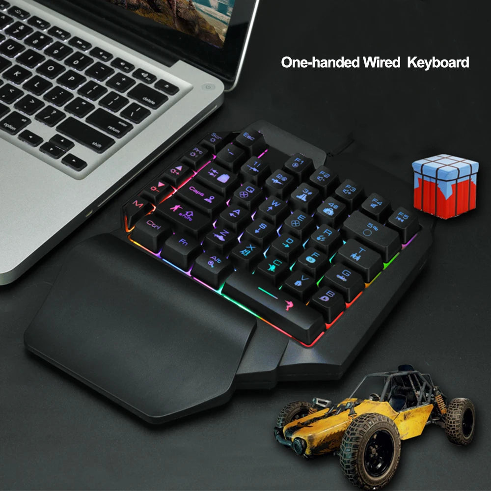 39 Key Mechanical Keyboard Gaming, RGB USB Wired Mouse Gamer Keypad Backlight Game Controller for Gamer Tablet PC Laptop