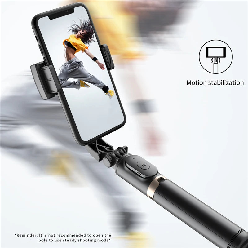 2024 New Gimbal Stabilizer Selfie Stick Wireless Foldable Tripod with Bluetooth Shutter Monopod for IOS Android