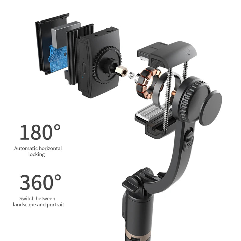 2024 New Gimbal Stabilizer Selfie Stick Wireless Foldable Tripod with Bluetooth Shutter Monopod for IOS Android