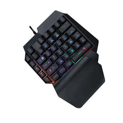 39 Key Mechanical Keyboard Gaming, RGB USB Wired Mouse Gamer Keypad Backlight Game Controller for Gamer Tablet PC Laptop