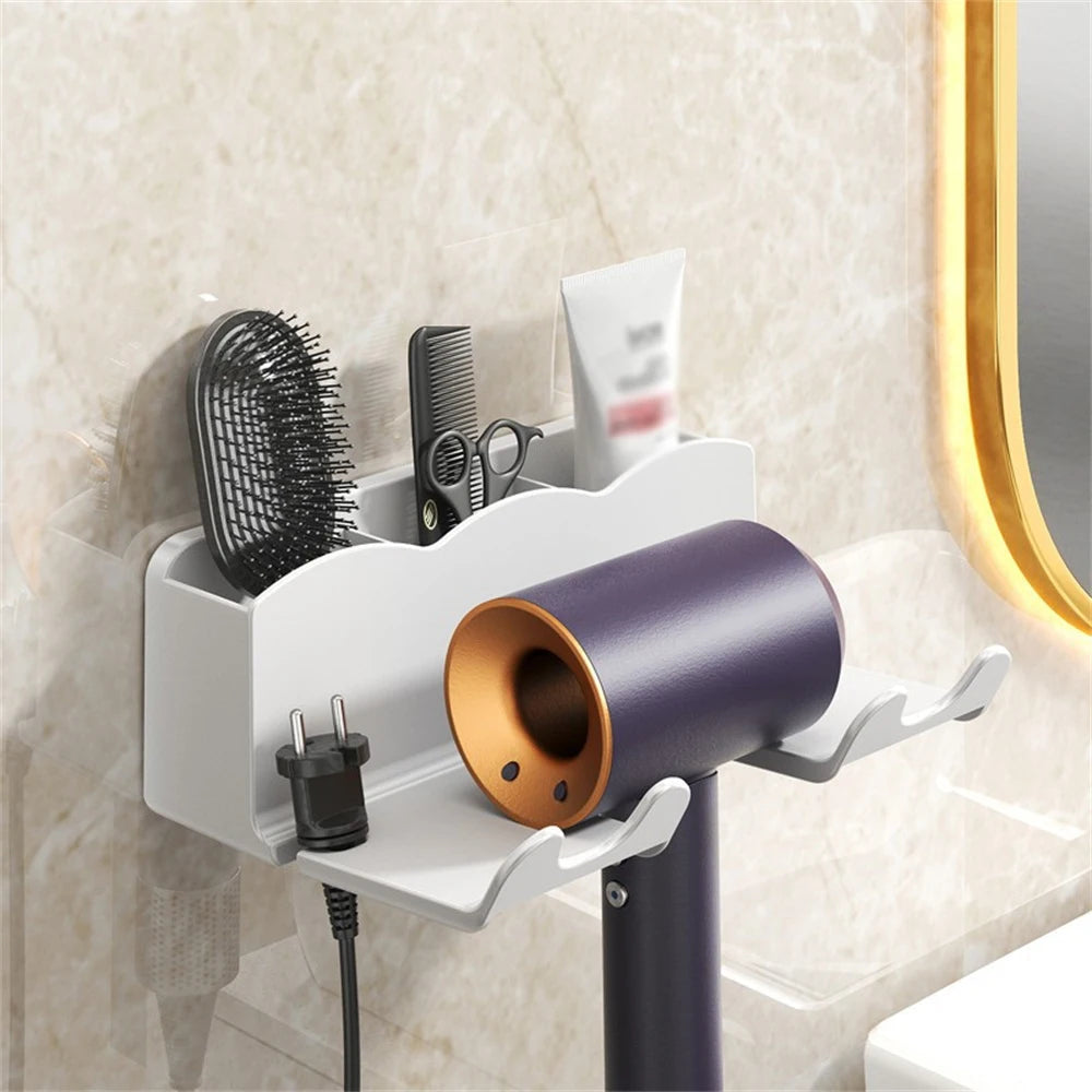Hair Dryer Bracket Comb Storage Salon Accessories Wall-Mounted Hole-Free Hair Dryer Shelf Barber Equipment Hair Styling Tools