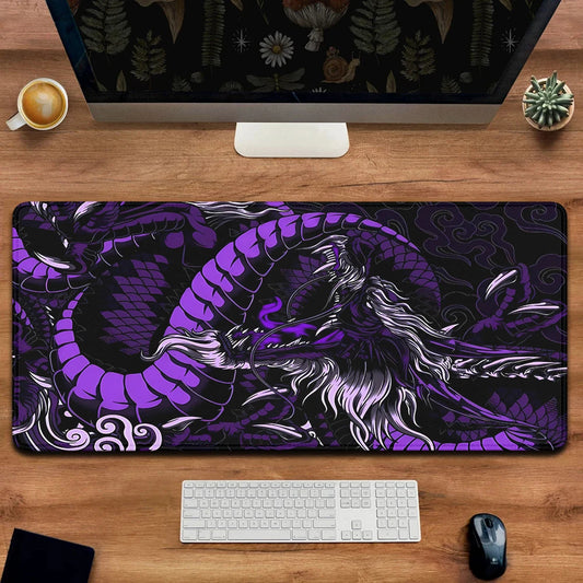 Purple Dragon Table Mat Deskpad Custom Mouse Pad Gamer Carpet Gaming Mousepad Rgb Long Padding Mausepad Desktop Accessories Desk