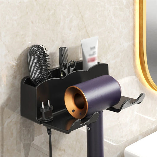 Hair Dryer Bracket Comb Storage Salon Accessories Wall-Mounted Hole-Free Hair Dryer Shelf Barber Equipment Hair Styling Tools