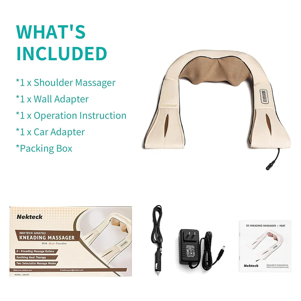 Shiatsu Back Shoulder and Neck Massager 3D Electric Full Body Massager with Heat Deep Tissue Kneading Pillow Massage