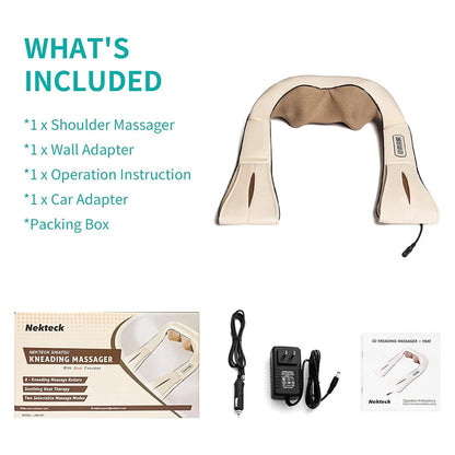 Shiatsu Back Shoulder and Neck Massager 3D Electric Full Body Massager with Heat Deep Tissue Kneading Pillow Massage