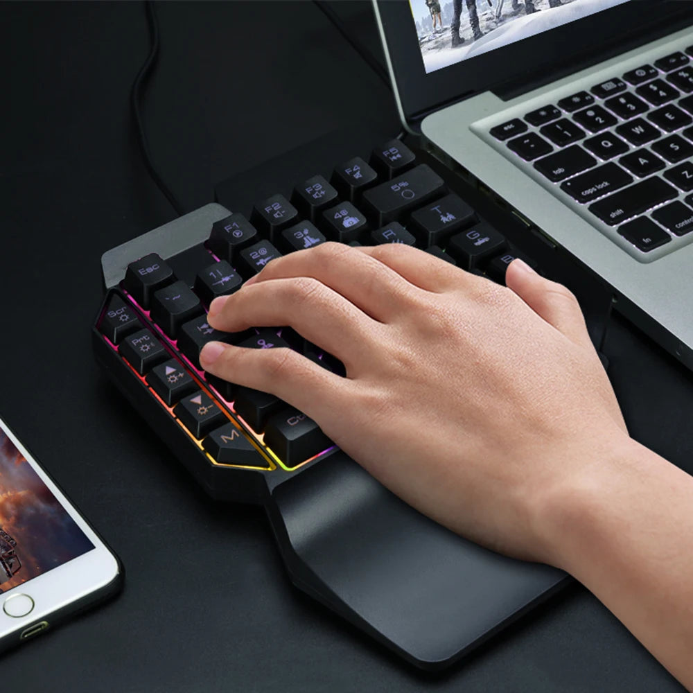 39 Key Mechanical Keyboard Gaming, RGB USB Wired Mouse Gamer Keypad Backlight Game Controller for Gamer Tablet PC Laptop