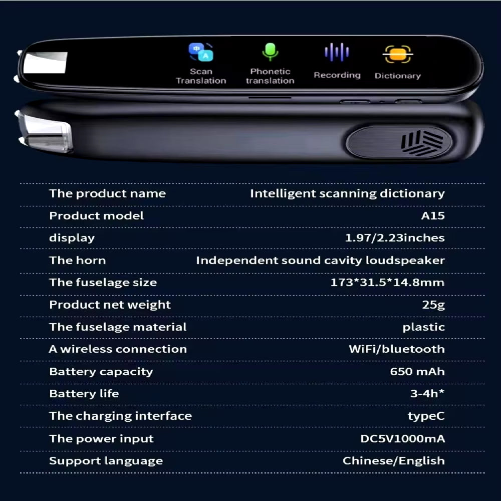 Translator 112 Languages Reading Pen for Dyslexia Autism Smart Voice Portable Scanner Pen Instant Smart Voice Translator Device