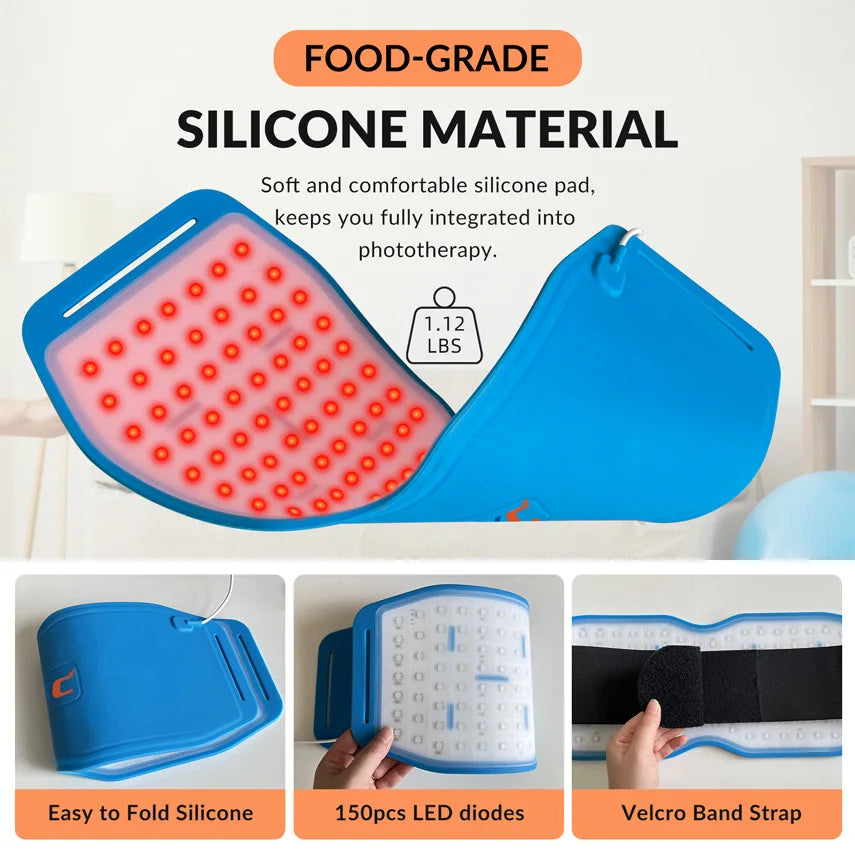 24W Heating Pad for Back Neck and Shoulders Red Infrared Light Phototherapy Physical Therapy Device Body Wrap Belt