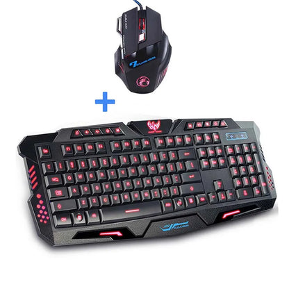Newest Tri-Color USB Wired LED Backlit Laptop Computer Gamer Keyboard Mouse Combo Optical Professional 7 Buttons 5500 DPI Mice