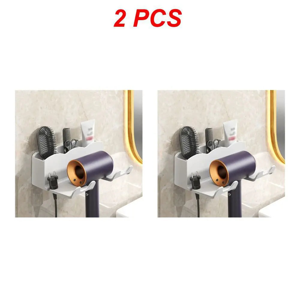 Hair Dryer Bracket Comb Storage Salon Accessories Wall-Mounted Hole-Free Hair Dryer Shelf Barber Equipment Hair Styling Tools