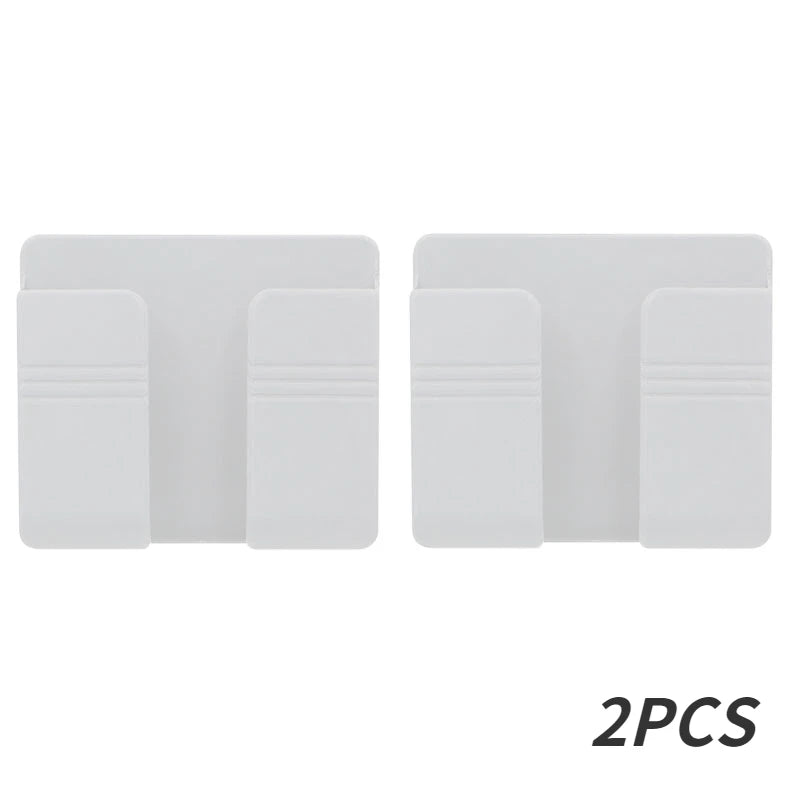 Wall Mobile Phone Holder Plug Phone Charging Stand Remote Control Storage Box Bracket Punch-Free Mounted Organizer Holders