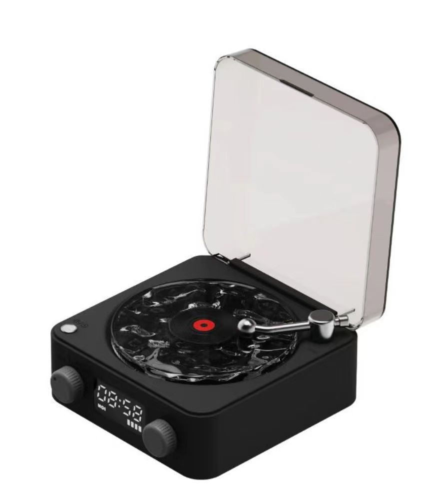 Retro Turntable Speaker Wireless Bluetooth-Compatible 5.0 Vinyl Record Player Stereo Sound with White Noise RGB Projection Lamp Effect