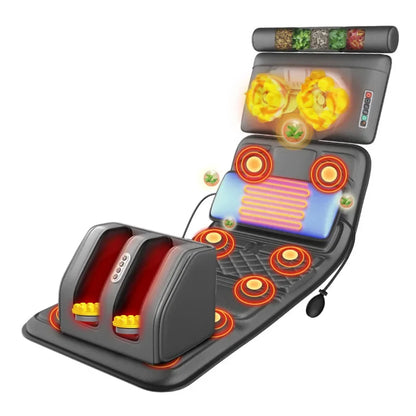 Electric Massage Mattress Vibrating Heating Infrared Massager Kneading Mat Full Body Pain Relief Relaxation for Neck Back Foot