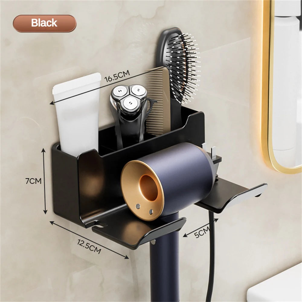Hair Dryer Bracket Comb Storage Salon Accessories Wall-Mounted Hole-Free Hair Dryer Shelf Barber Equipment Hair Styling Tools