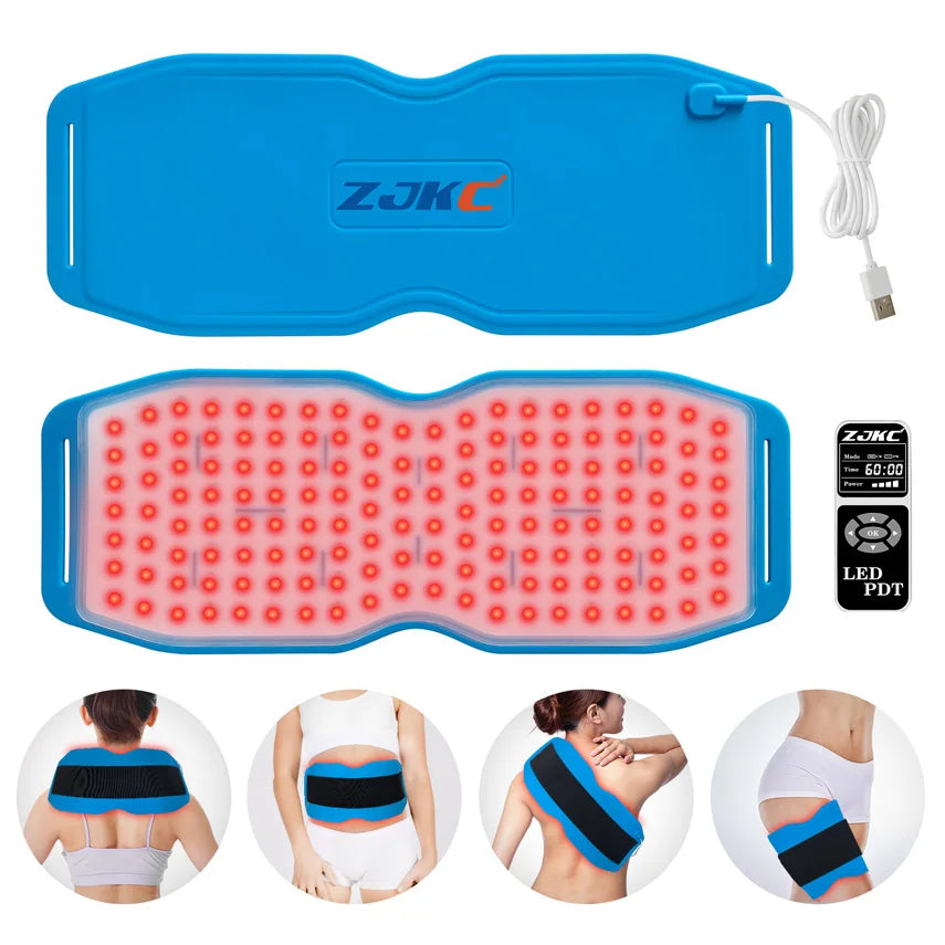 24W Heating Pad for Back Neck and Shoulders Red Infrared Light Phototherapy Physical Therapy Device Body Wrap Belt
