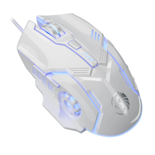 F7 Wired 6 Keys Mouse Colorful Lighting Gaming and Office for Microsoft Windows and Apple IOS System