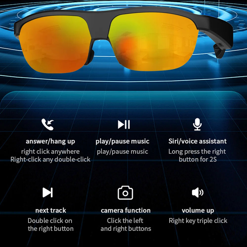 NEW Men Smart Glasses Headphones Wireless Headphones BT 5.0 Sunglasses Outdoor Sports Headphones Call Music Glasses Men