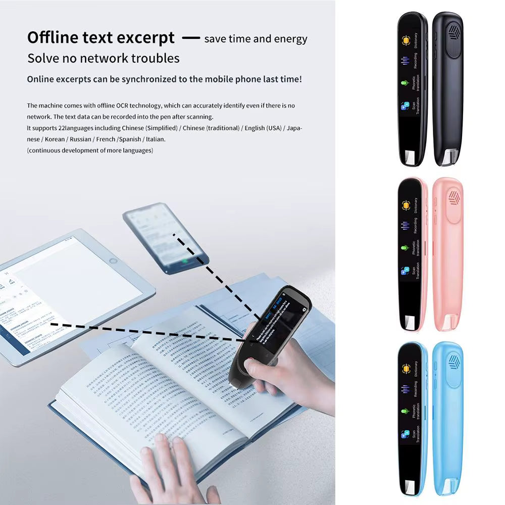 Translator 112 Languages Reading Pen for Dyslexia Autism Smart Voice Portable Scanner Pen Instant Smart Voice Translator Device
