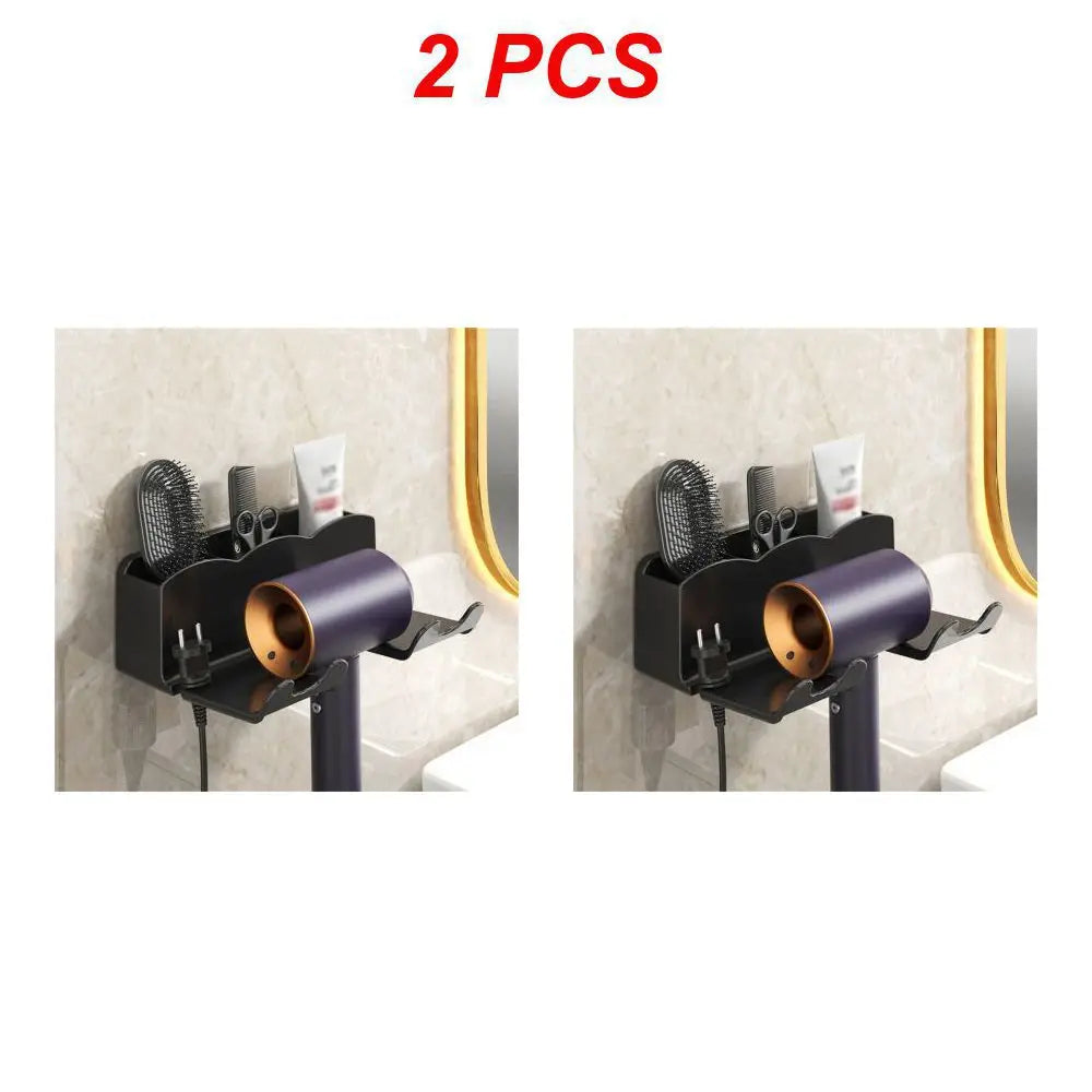 Hair Dryer Bracket Comb Storage Salon Accessories Wall-Mounted Hole-Free Hair Dryer Shelf Barber Equipment Hair Styling Tools