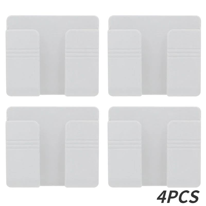 Wall Mobile Phone Holder Plug Phone Charging Stand Remote Control Storage Box Bracket Punch-Free Mounted Organizer Holders
