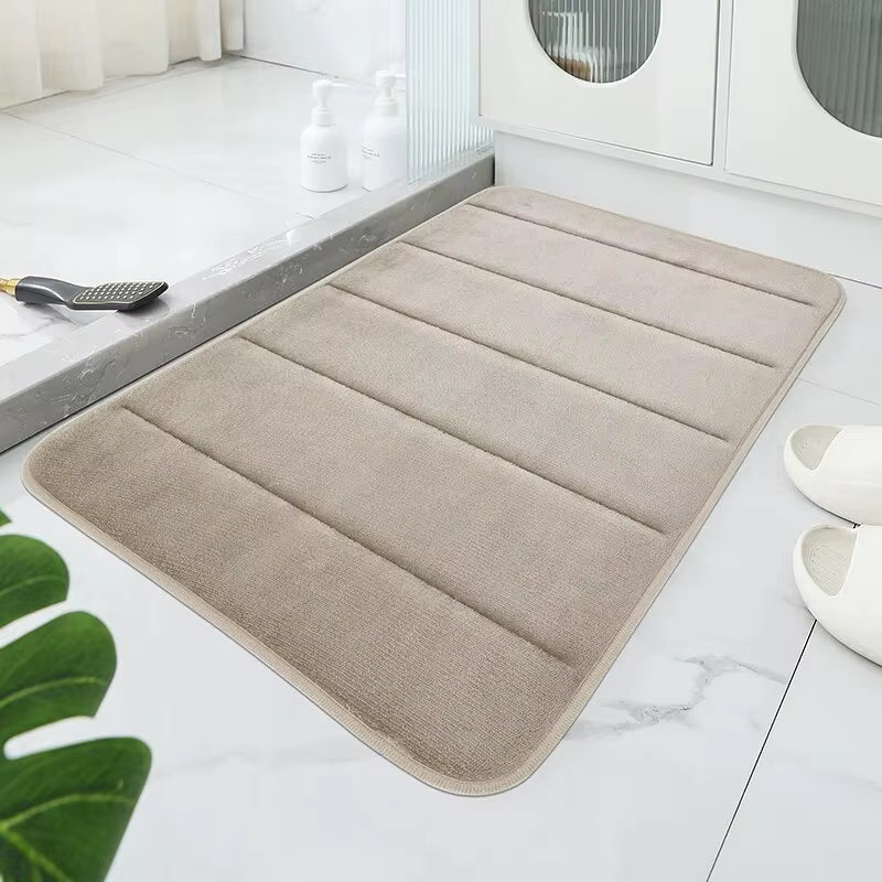 Bathroom Coral Velvet Anti-Skid Mat,Quick Water Absorption,Dry Machine Washing,Toilet Mat,Softcomfortable, Easy Mat Bathroom Use