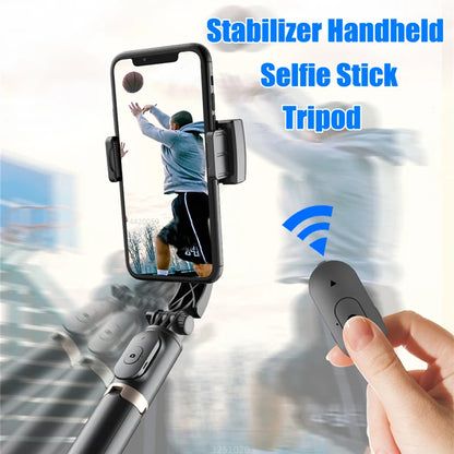 2024 New Gimbal Stabilizer Selfie Stick Wireless Foldable Tripod with Bluetooth Shutter Monopod for IOS Android