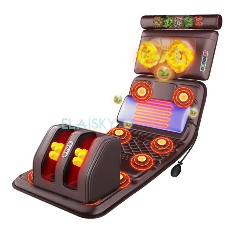 Electric Massage Mattress Vibrating Heating Infrared Massager Kneading Mat Full Body Pain Relief Relaxation for Neck Back Foot