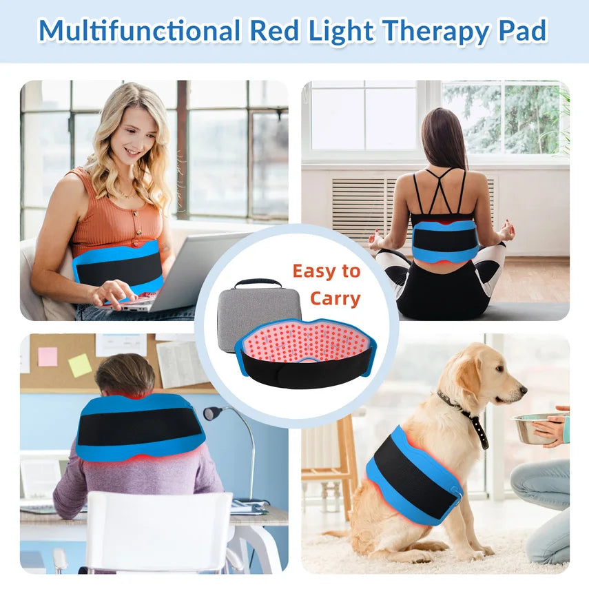 24W Heating Pad for Back Neck and Shoulders Red Infrared Light Phototherapy Physical Therapy Device Body Wrap Belt