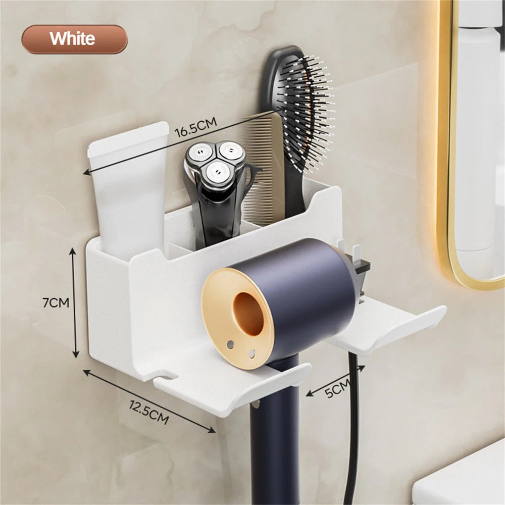 Hair Dryer Bracket Comb Storage Salon Accessories Wall-Mounted Hole-Free Hair Dryer Shelf Barber Equipment Hair Styling Tools