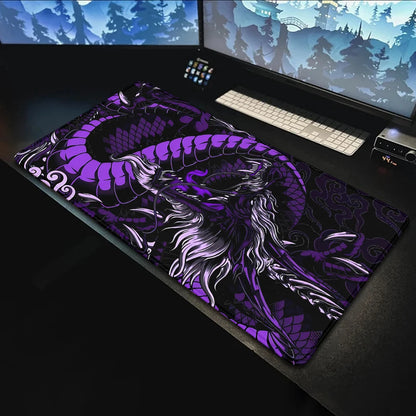 Purple Dragon Table Mat Deskpad Custom Mouse Pad Gamer Carpet Gaming Mousepad Rgb Long Padding Mausepad Desktop Accessories Desk