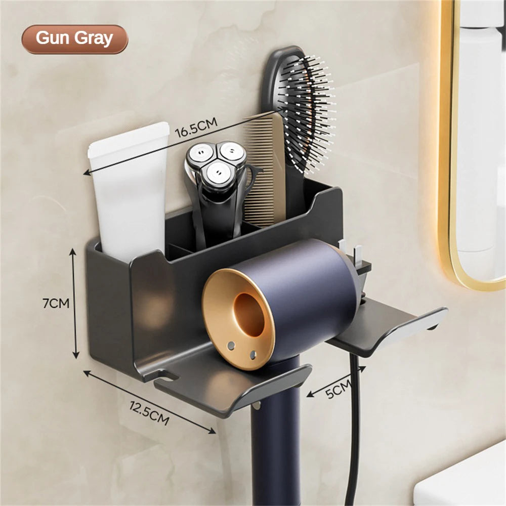 Hair Dryer Bracket Comb Storage Salon Accessories Wall-Mounted Hole-Free Hair Dryer Shelf Barber Equipment Hair Styling Tools