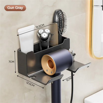 Hair Dryer Bracket Comb Storage Salon Accessories Wall-Mounted Hole-Free Hair Dryer Shelf Barber Equipment Hair Styling Tools