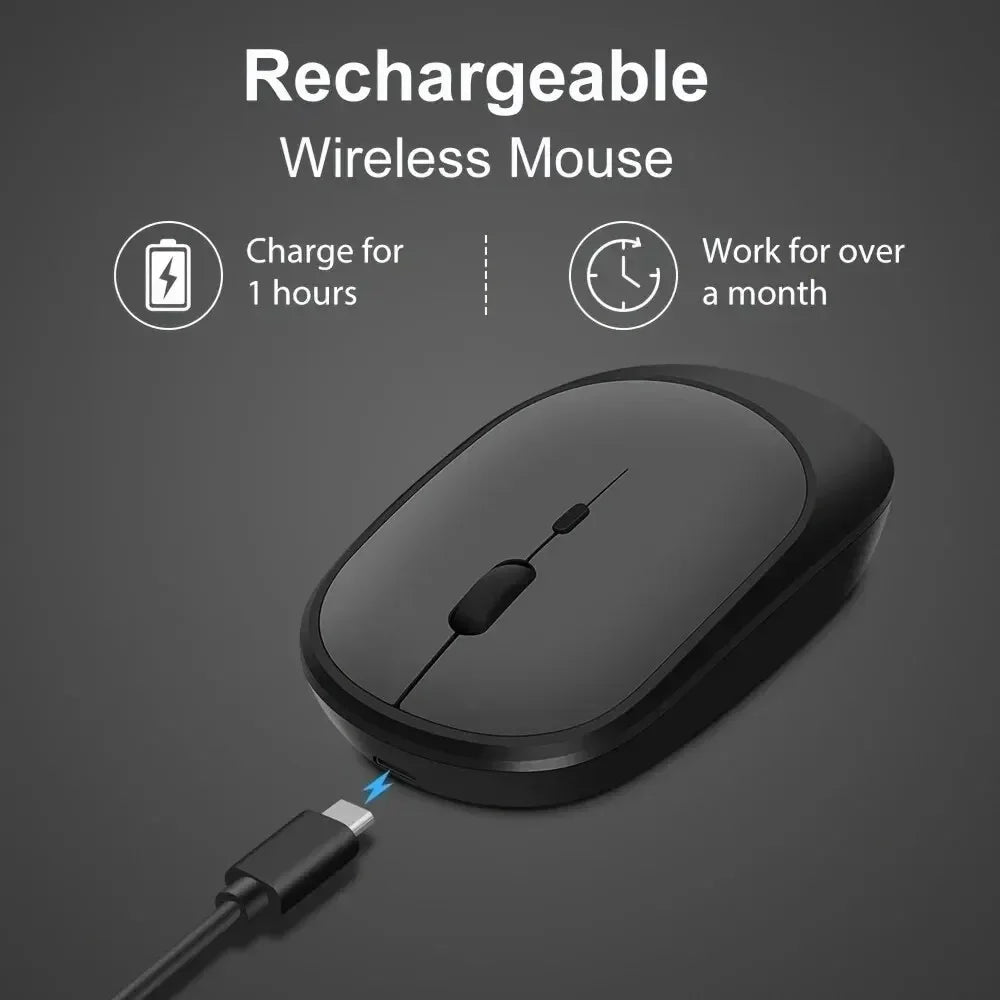 Dual Mode Wireless Mouse Bluetooth 2.4G Silent Rechargeable Optical Tracking 3-Level DPI Adjustable for Office Gaming Laptop