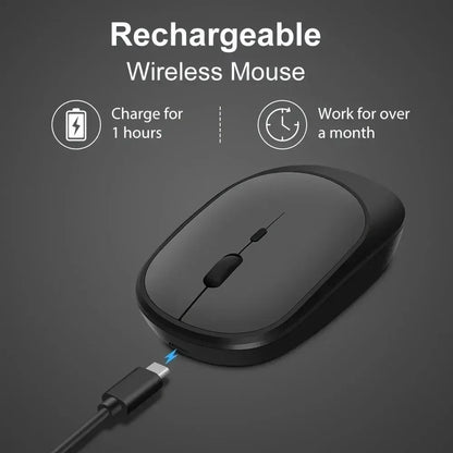 Dual Mode Wireless Mouse Bluetooth 2.4G Silent Rechargeable Optical Tracking 3-Level DPI Adjustable for Office Gaming Laptop